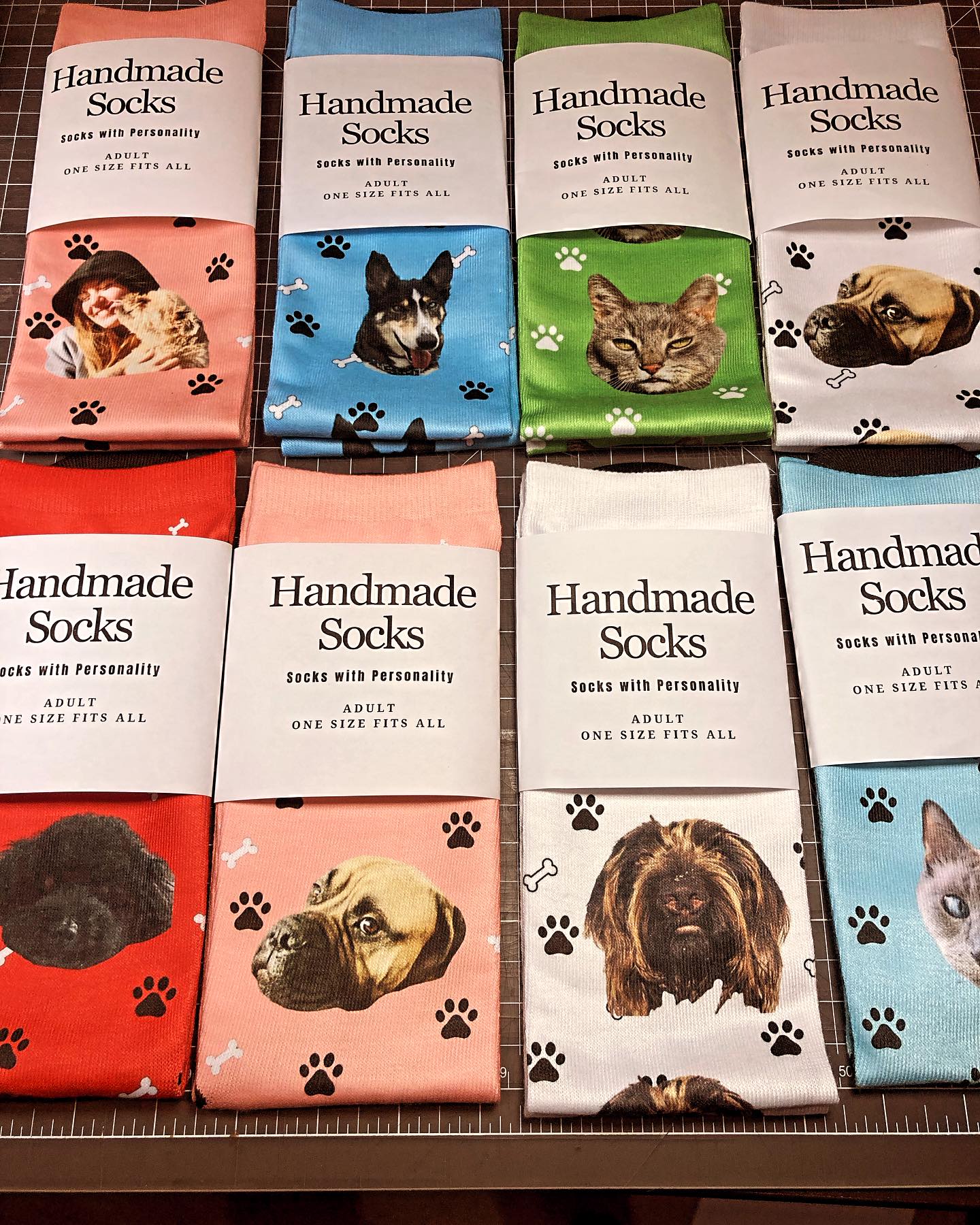 Dog Bone & Paw Print Photo Socks