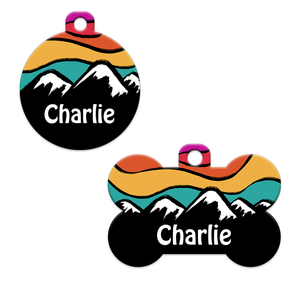 Colourful Mountain Design With Pet's Name On Front