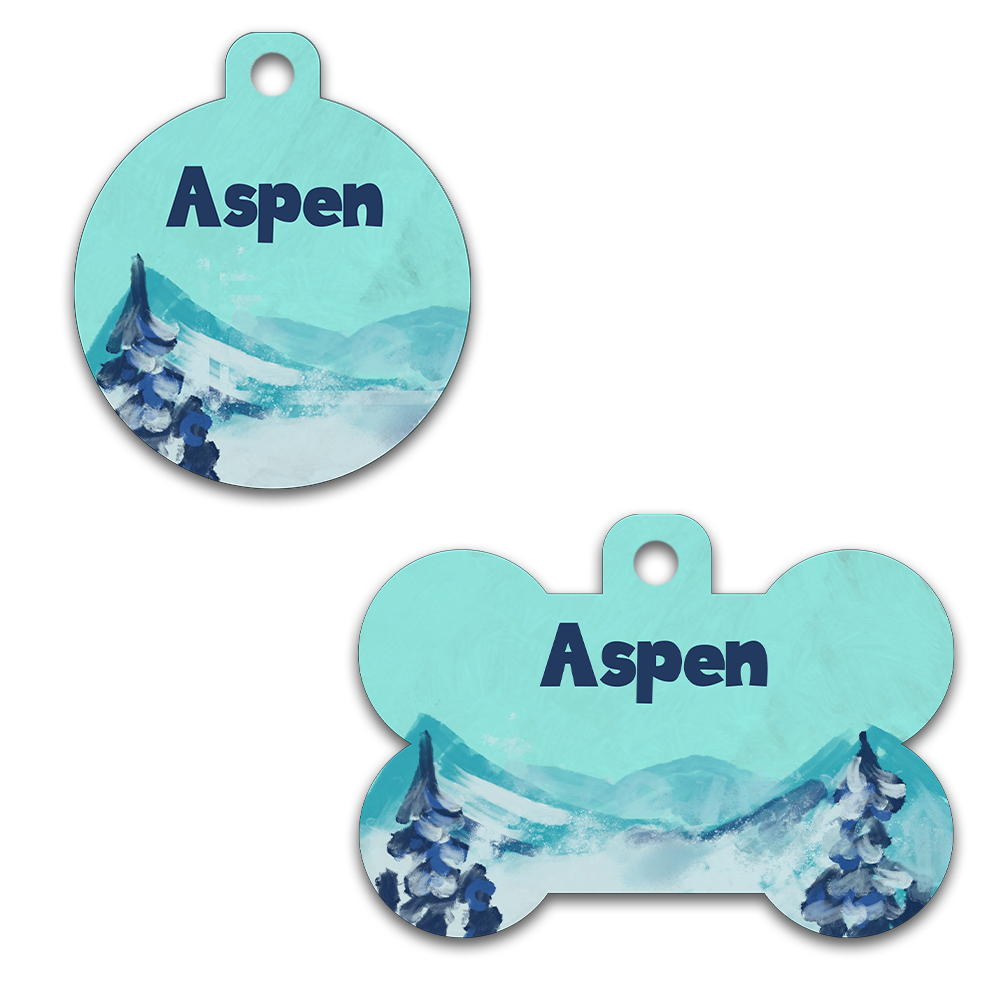 Snowy Mountain With Pet's Name On Front