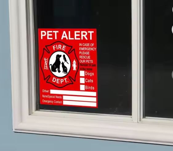 Pet Alert Window Decal - Fire Safety - 2 PACK