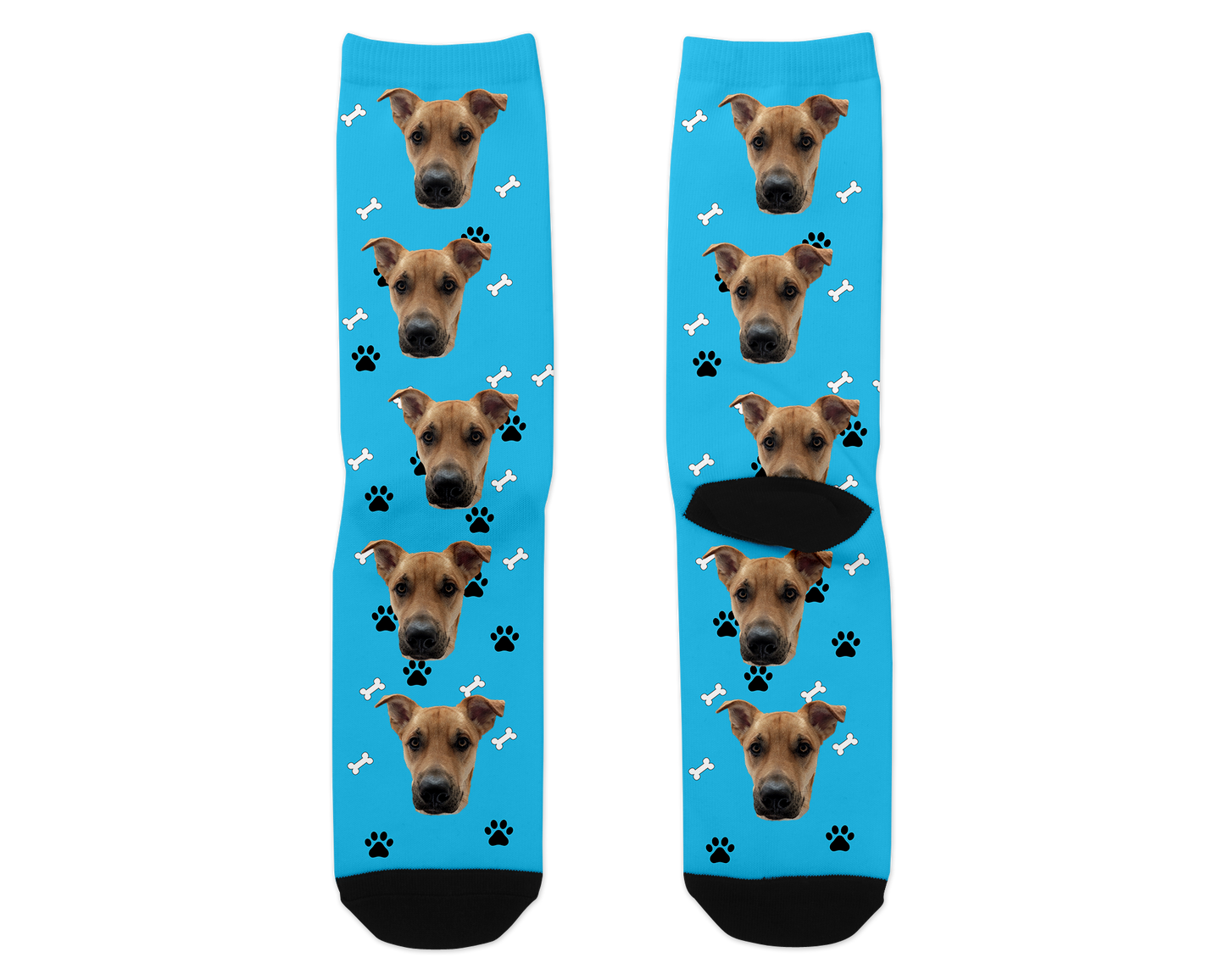 Dog Bone & Paw Print Photo Socks