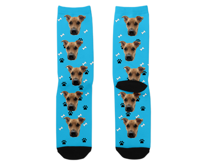 Dog Bone & Paw Print Photo Socks