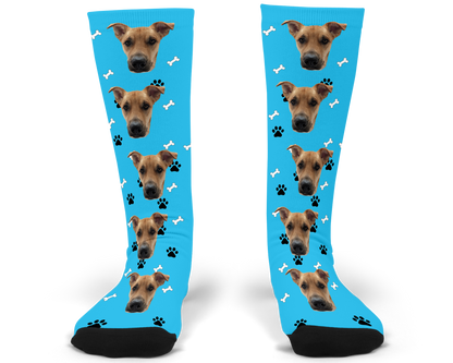 Dog Bone & Paw Print Photo Socks