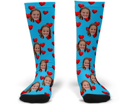 Hearts Custom Photo Socks