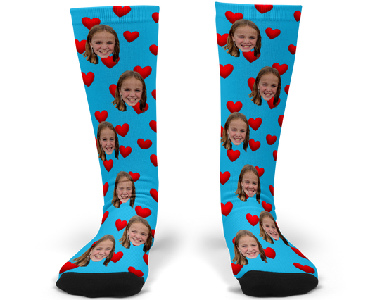Hearts Custom Photo Socks