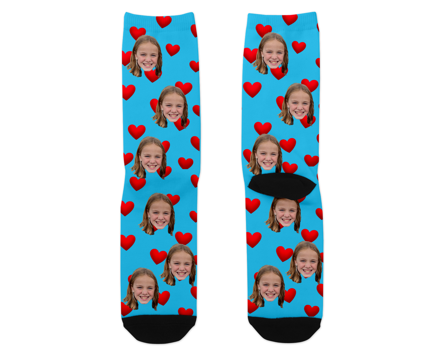 Hearts Custom Photo Socks