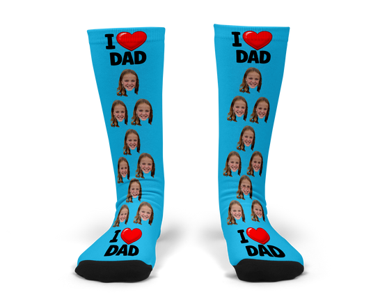 I Love Dad Custom Photo Socks