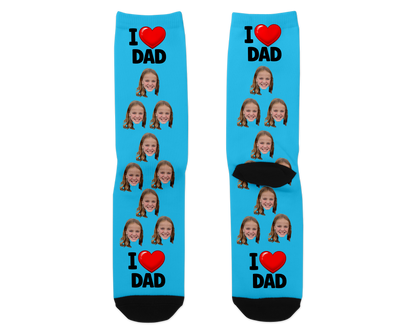 I Love Dad Custom Photo Socks