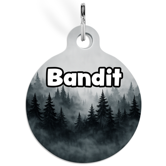 Trees In The Mist Landscape - Pet's Name On Front