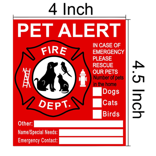 Pet Alert Window Decal - Fire Safety - 2 PACK